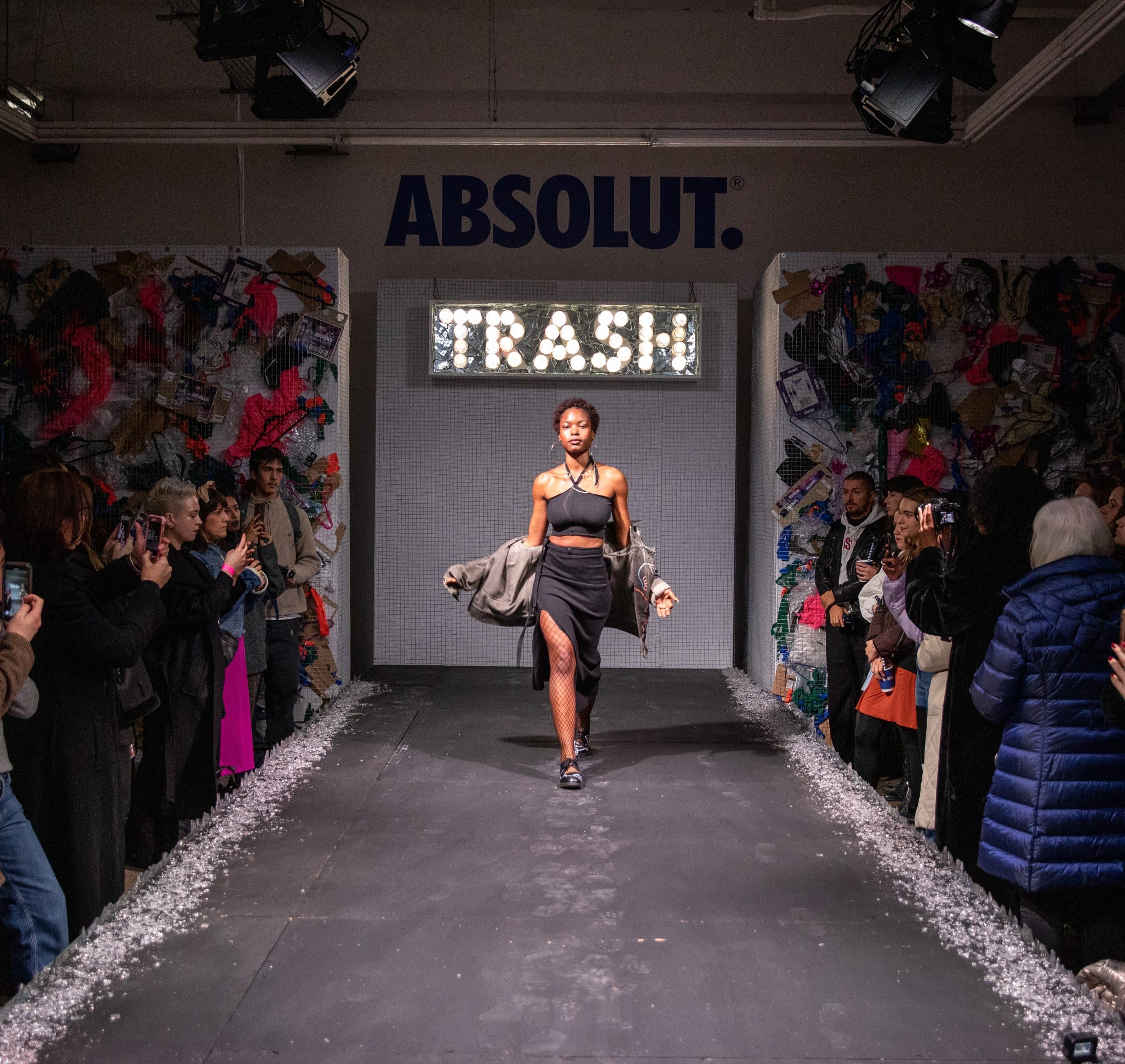 Female model walking on runway