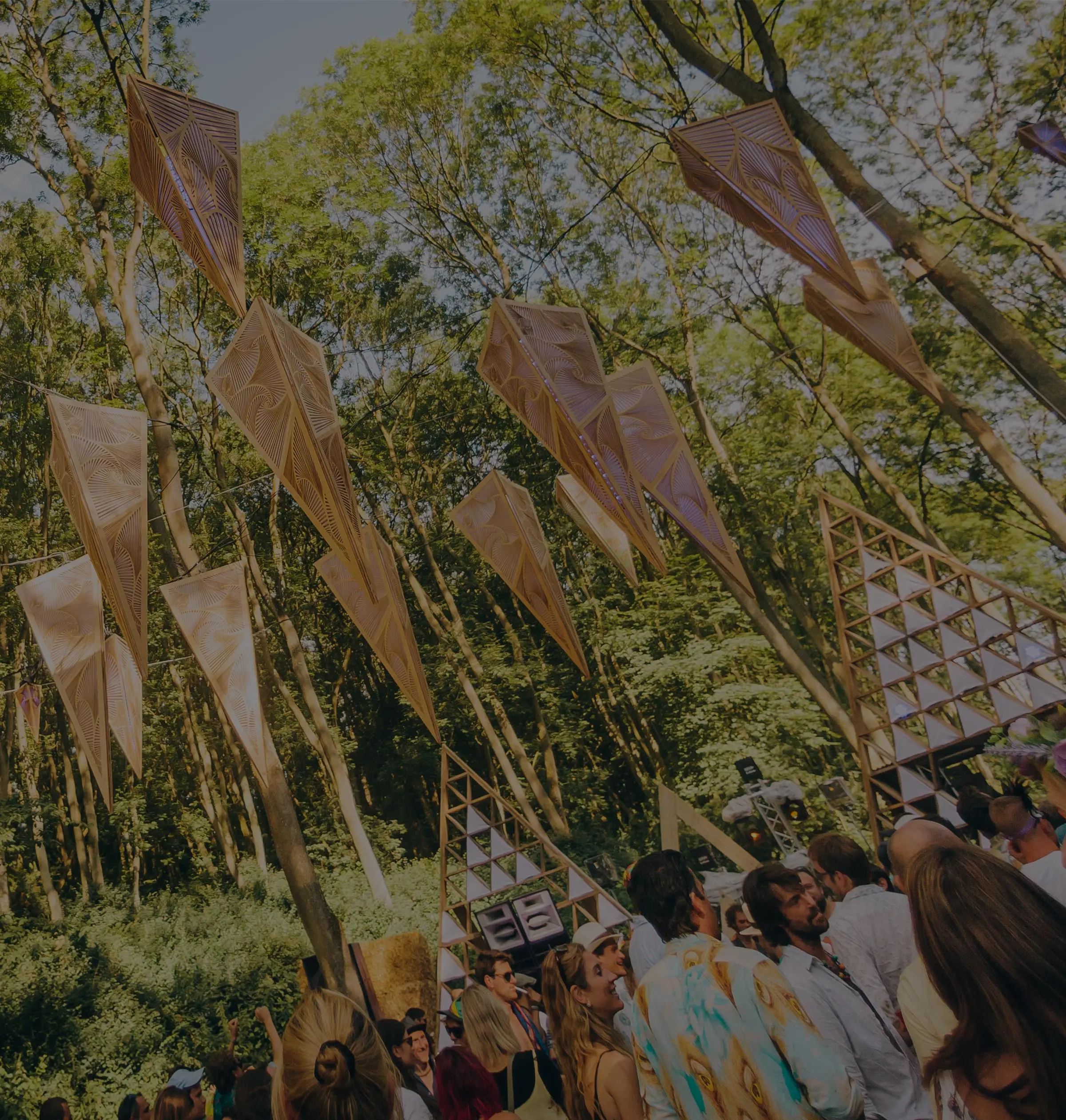 Festival attendees in a wood