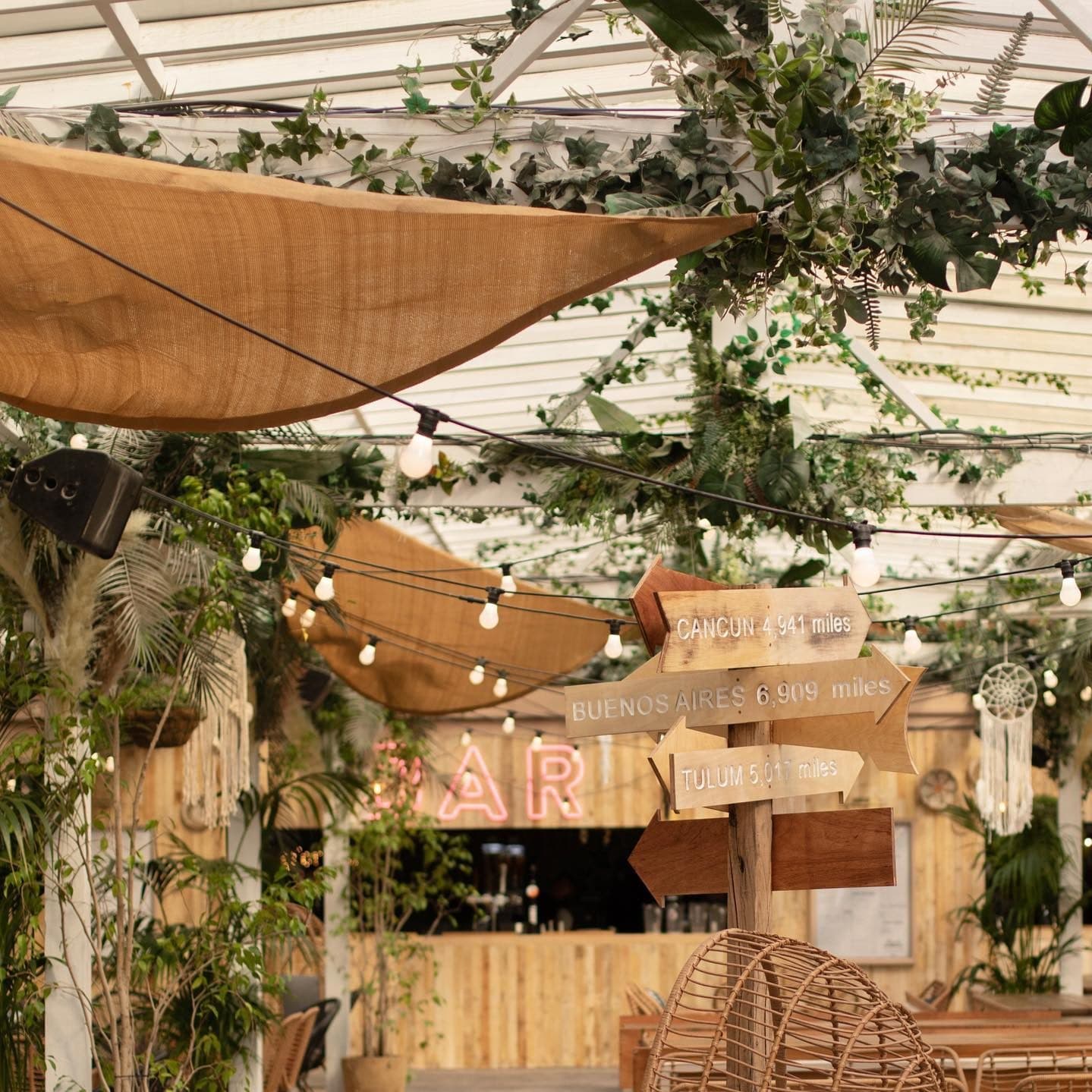 Tulum inspired decor in hospitality venue