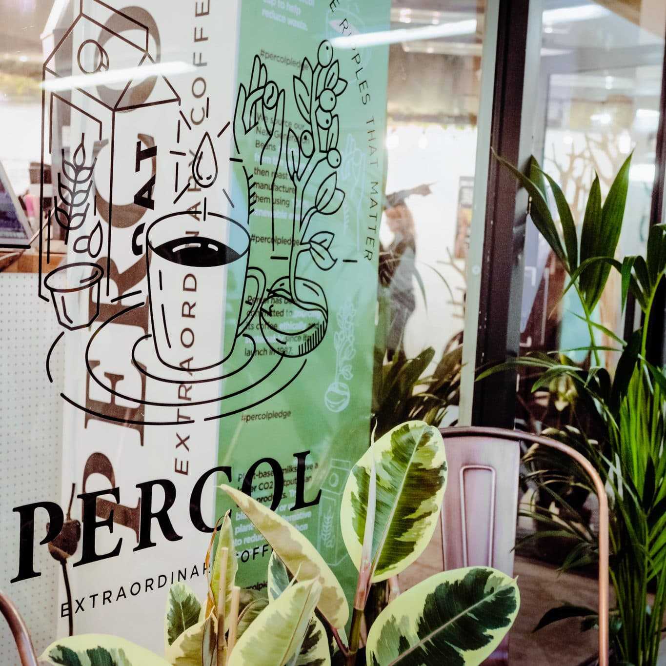 Percol coffee branded sign